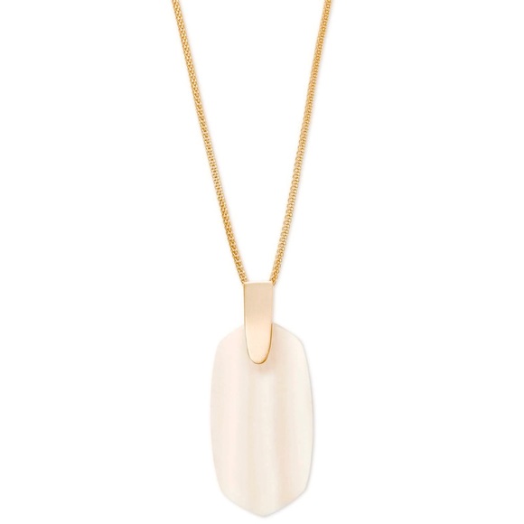 Kendra Scott Inez White Ivory Mother of Pearl Rose Gold Long Necklace $90 Box - Picture 3 of 16
